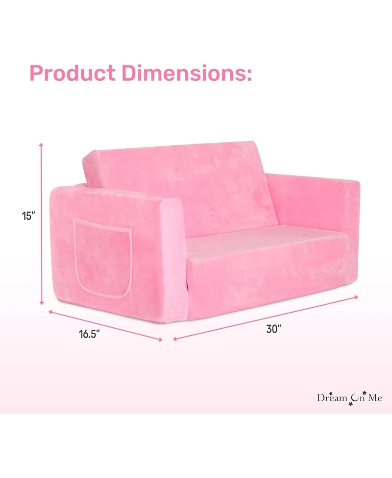 Dream On Me Toddler Nestle Sofa, 2-in-1 Convertible Sofa to Lounger, Low to Floor Design, Machine Washable Fabric Cover