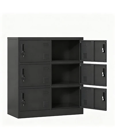 Yigii 6-Door Metal Locker with Vents, Locks, Card Slots for Home, School, Gym