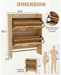 gaomon Shoe Cabinet Organizer with 2 Flip Drawers, Freestanding Narrow Rack for Entryway, Hidden Storage Entryway