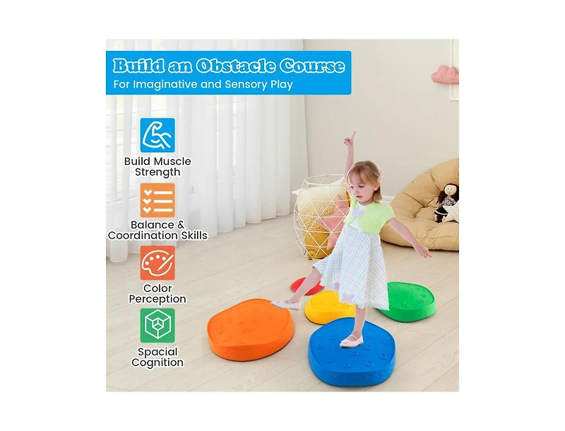 Slickblue 5-Piece Kids Round Stepping Stones Stackable Indoor Outdoor