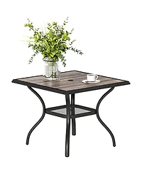 Outsunny Outdoor Dining Table, 37inches Square Patio Table with Umbrella Hole