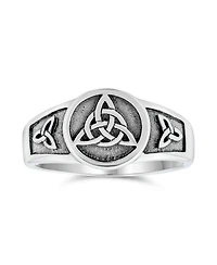 Bling Jewelry Ancient Viking Celtic Infinity Trinity Knot Triquetra Signet Ring Oxidized .925 Sterling Silver