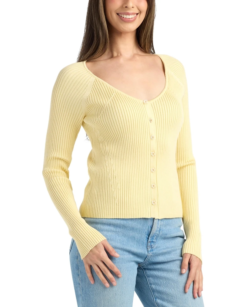 Bcx Women's V-Neck Fitted Sweater