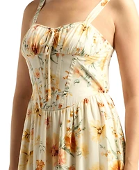 Bcx Women's Printed Sweetheart Neck Midi Dress