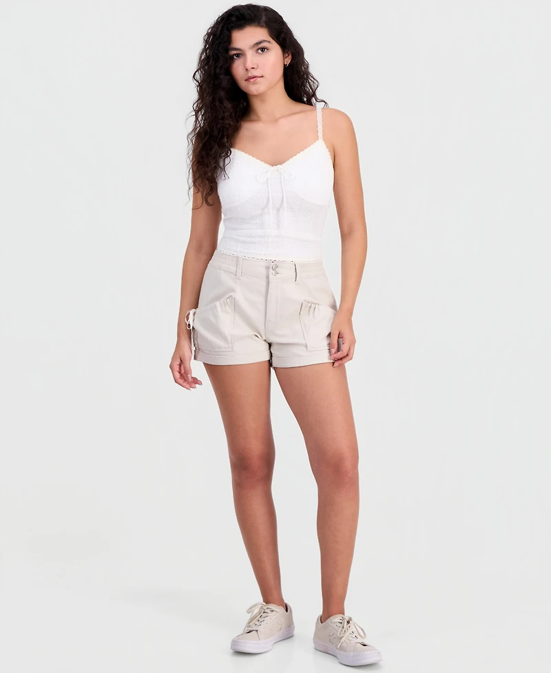 Celebrity Pink Juniors' Ribbon Bow-Pocket Shorts