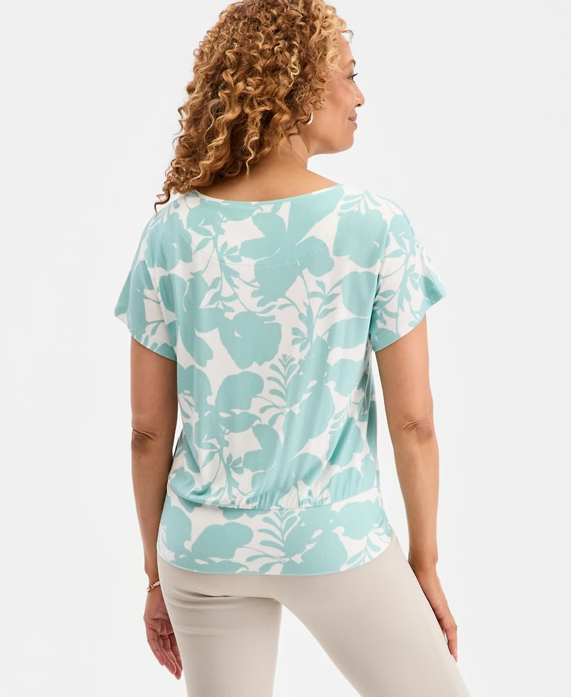 Jm Collection Women's Banded-Hem Short-Sleeve Knit Top, Macy's Exclusive