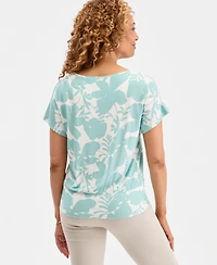 Jm Collection Women's Banded-Hem Short-Sleeve Knit Top, Macy's Exclusive