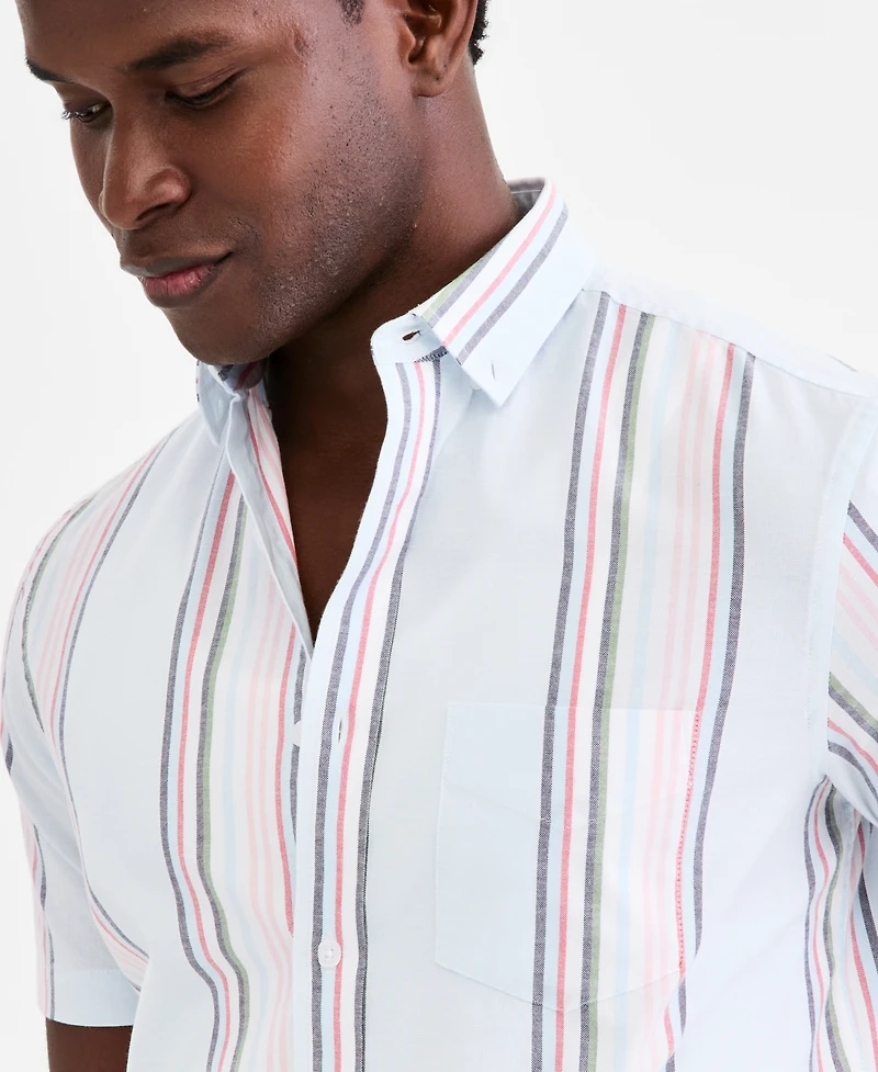 Club Room Men's Short-Sleeve Striped Oxford Shirt, Macy's Exclusive - Ox Stripe Yd