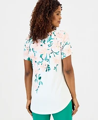 Jm Collection Women's Printed Scoop-Neck Short Sleeve Top, Macy's Exclusive