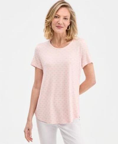 Jm Collection Womens Printed Scoop Neck Short Sleeve Top Macys Exclusive