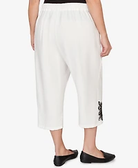 Alfred Dunner Plus Crowd Pleaser Floral Embroidered Relaxed Capri Pants