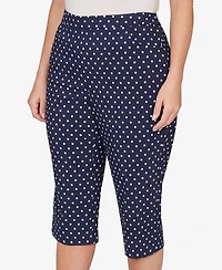 Alfred Dunner Plus Port Side Polka Dot Flat Front Denim Capri Pants