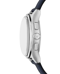 Emporio Armani Men's Quartz Chronograph Blue Leather Watch, 42mm