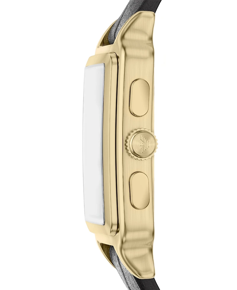 Emporio Armani Men's Quartz Chronograph Black Leather Watch, 38mm