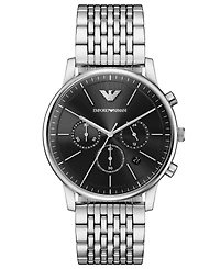 Emporio Armani Men's Quartz Chronograph Silver Stainless Steel Watch, 42mm