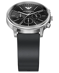 Emporio Armani Men's Quartz Chronograph Black Leather Watch, 42mm