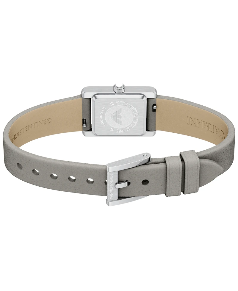 Emporio Armani Women's Quartz Two-Hand Gray Leather Watch, 26mm