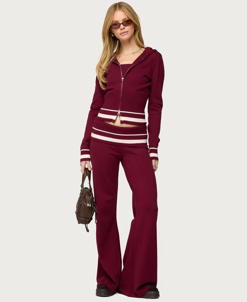 Edikted Women's Kaliya Stripey Foldover Knit Pants