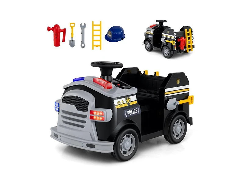 Slickblue Kids 12V Fire Truck Ride-On with Tools for Ages 37-95 Months