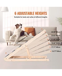 Aostirmotor Adjustable Wooden Dog Ramp: Folding 41.3" Pet Ramp for Bed, Couch, or Car
