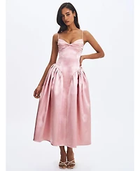 Miss Circle Women's Tullia Dusty Rose Satin Ruched Midi Dress