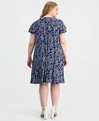 Anne Klein Essentials Plus V-Neck Flutter-Sleeve Dress