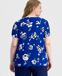 Anne Klein Essentials Plus Size Tulip-Sleeve Knit Top