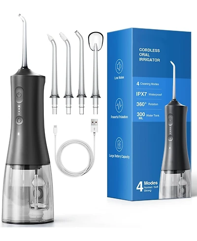 Operan 300ml Cordless Water Flosser with 4 Jet Tips, Portable Water Dental Flossers