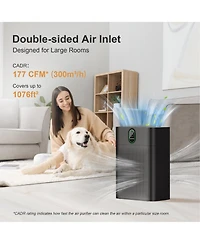 Morento Smart Air Purifier for home Large Rooms up to 1076 ft² Wi-Fi and Alexa compatible PM2.5 Quality Display Quiet Mode 24dB Hepa Filter Remove