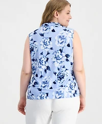 Anne Klein Plus Triple-Pleat V-Neck Sleeveless Top
