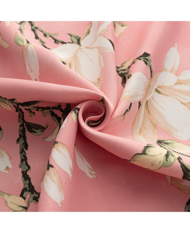 Olivia Gray 100% Polyester 200 Gsm Blossom Printed Blackout Grommet Curtain Panel 54" x 84" Blush