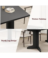 gaomon 71" Large Dining Table for 6, Farmhouse Kitchen with Padded Top and Unique V-Shaped Feet, Rectangular Wooden 8 Peop