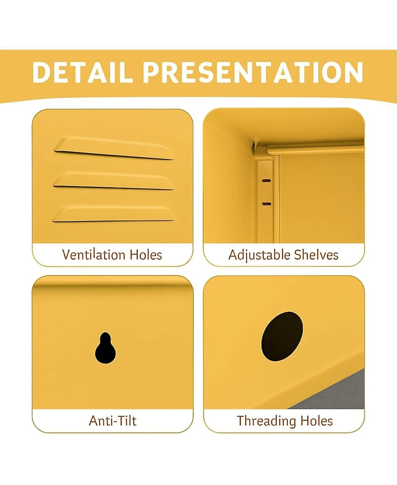 gaomon 1 Pc Steel Lockable Door & Shelf Easy Assembly Nightstand