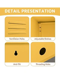 gaomon 1 Pc Steel Lockable Door & Shelf Easy Assembly Nightstand