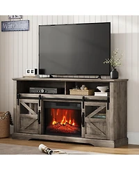 gaomon Electric Fireplace for Tvs Up to 65 in, w/ 23 in Electric Fireplace, Large Entertainment Center with Sliding Barn Door