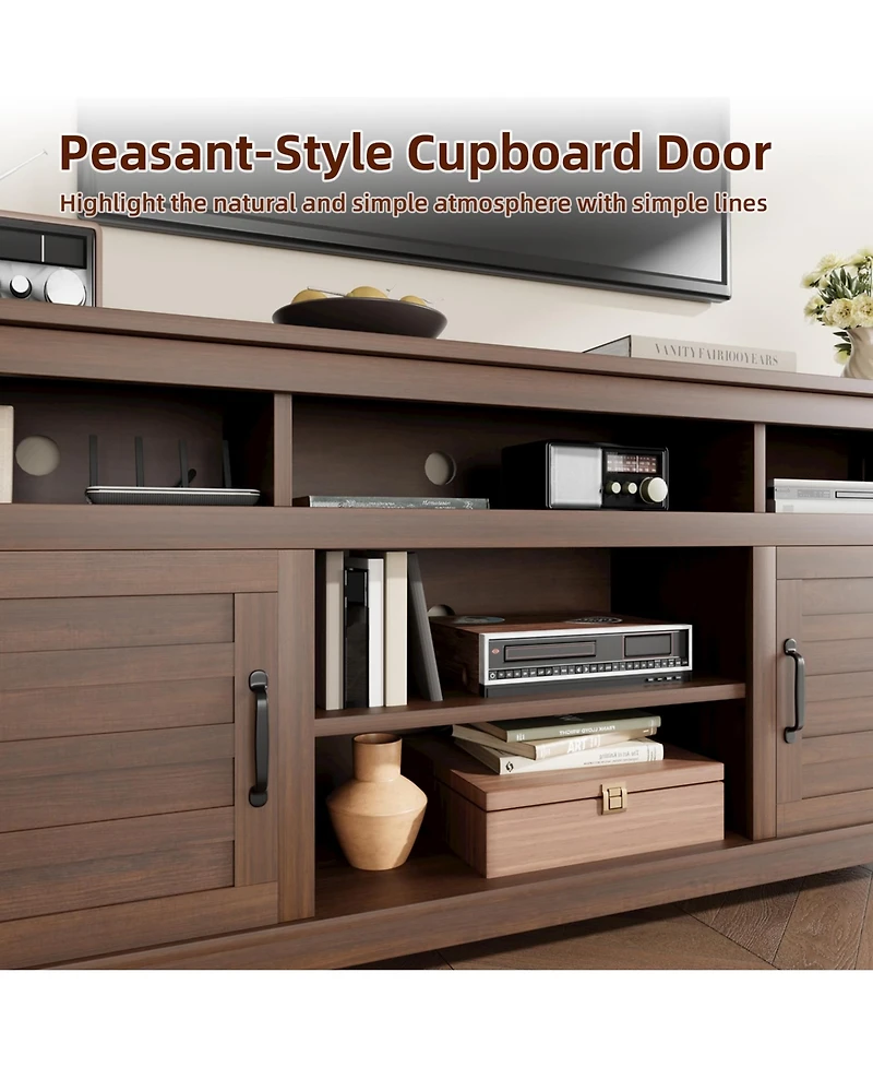 gaomon Tv Stand, Entertainment Center with Adjustable Shelves, Farmhouse Tv Stand with Cabinet Doors,for Living Room