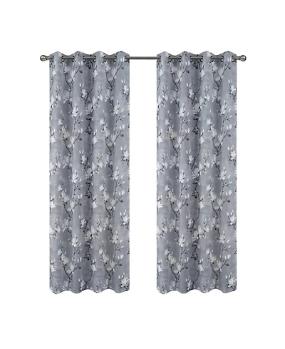 Olivia Gray Blossom Printed Blackout Grommet Curtain Panel