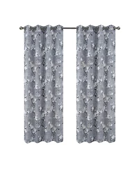 Olivia Gray Blossom Printed Blackout Grommet Curtain Panel