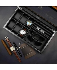 Yigii Luxury Pu Leather Watch, Cufflinks & Sunglasses Organizer