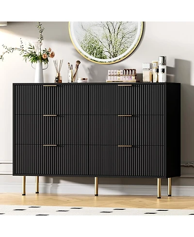gaomon Dresser for Bedroom,6 Drawer with Wide Drawers,Wooden Chest of Drawers,Modern Storage Dressers Living Room, Closet