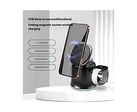 Risokeys 3-in-1 Wireless Charger with MagSafe - Compatible with Phone, Earphones and Watch, Magnetic Foldable Stand for Apple
