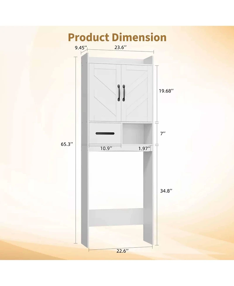 Homfan Over The Toilet Cabinet, Bathroom Storage Organizer, FreeStanding Toilet Shelf for Bathroom, Restroom, Laundry, with Paper Storage