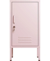 gaomon Metal Locker Nightstand with Door & Shelf, Modern Steel Bedside Cabinet, Lockable Single Door