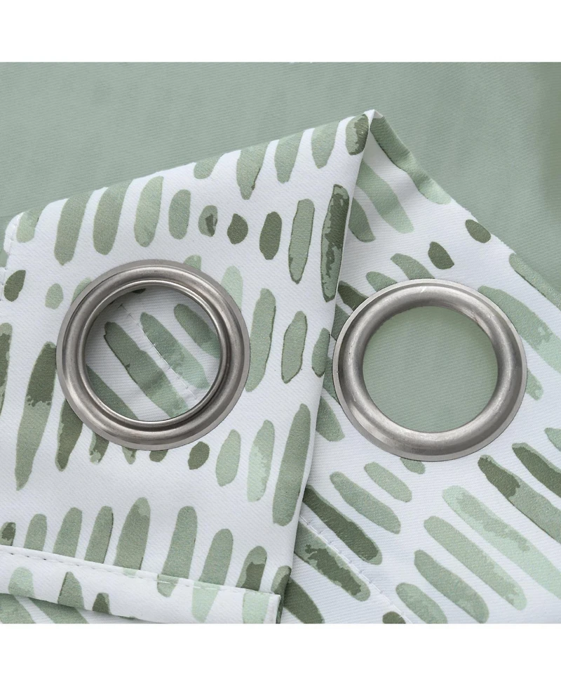 Olivia Gray 100% Polyester 190 Gsm Justice Reversible Blackout Grommet Curtain Panel 54" x 90" Sage