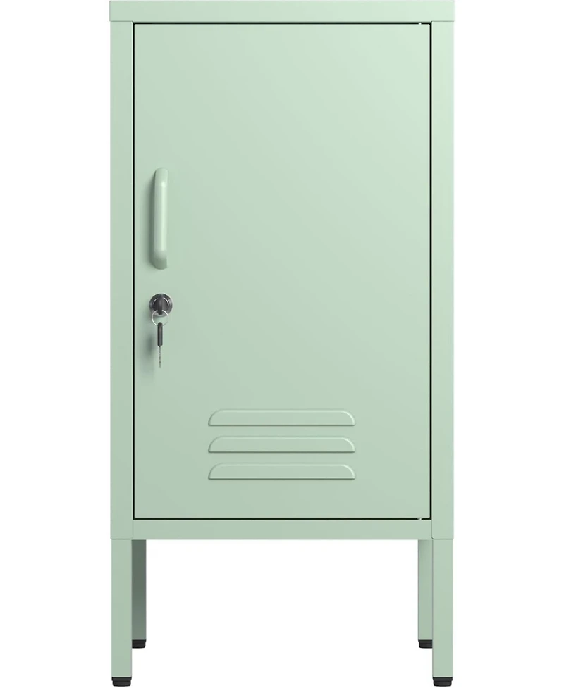 gaomon Metal Locker Nightstand with Door & Shelf, Modern Steel Bedside Cabinet, Lockable Single Door