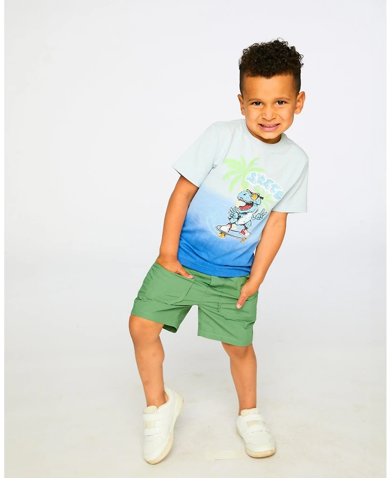 Deux par Little Boy Cotton Jersey T-Shirt with Print Gradient