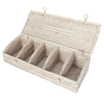 Artifacts Trading Company Artifacts Rattan 5 Section Tea Box With Lid