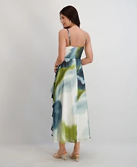 Siena Women's Printed Chiffon V-Neck Dress