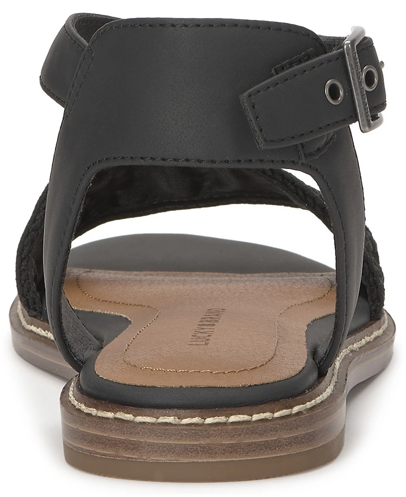 Lucky Brand Women's Kimaya Crochet Ankle-Strap Flat Sandals