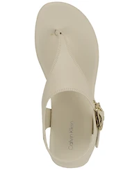Calvin Klein Women's Moraca Buckle T-Strap Flat Sandals